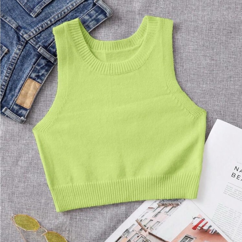 Lime Green Knit Crop Top
